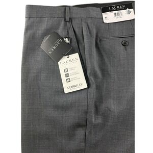 Lauren Ralph Lauren Mens 42x32 Grey Sharkskin Ultraflex Classic Fit Dress Pants
